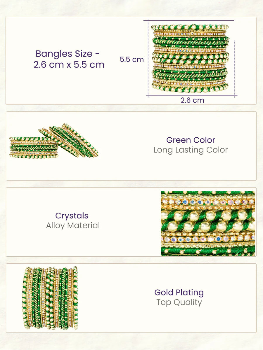 Peora Green Traditional Bridal Bangle Set