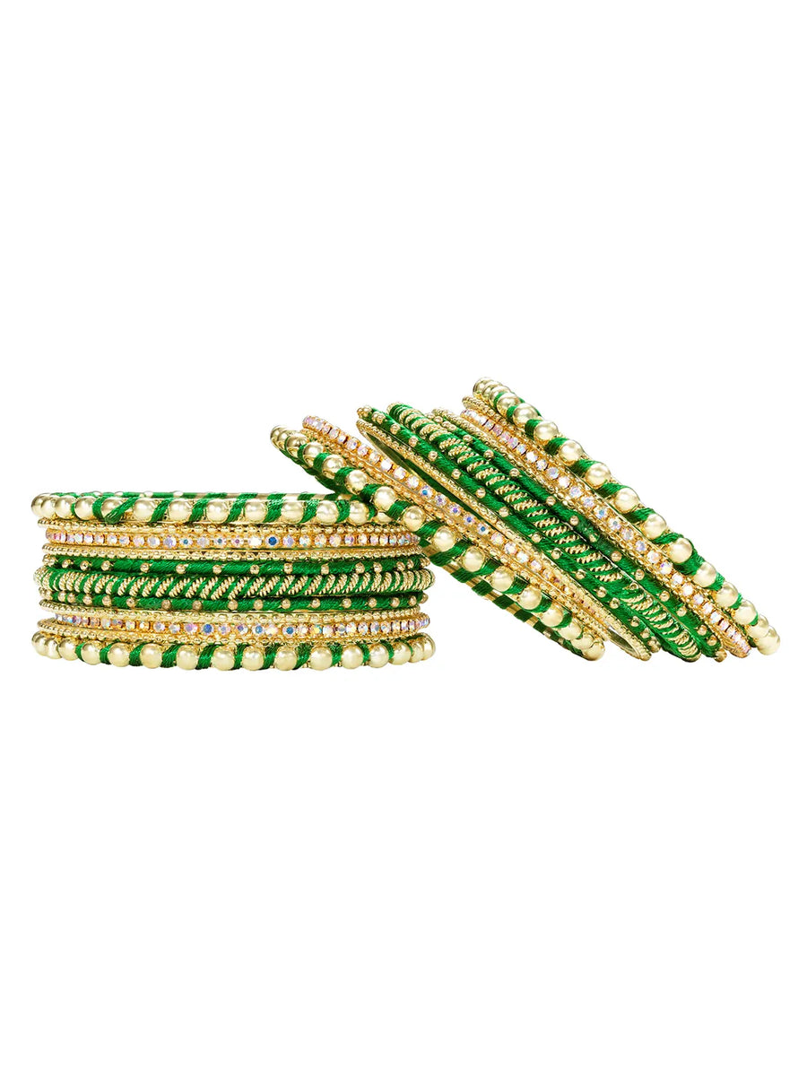 Peora Green Traditional Bridal Bangle Set