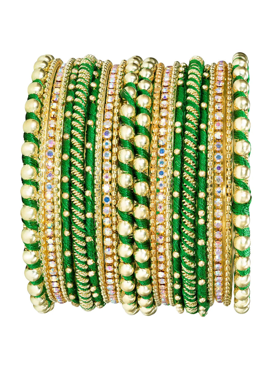 Peora Green Traditional Bridal Bangle Set