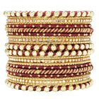 Peora Maroon Traditional Bridal Bangle Set