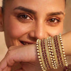 Peora Maroon Traditional Bridal Bangle Set