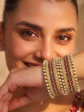 Peora Maroon Traditional Bridal Bangle Set