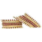 Peora Maroon Traditional Bridal Bangle Set