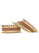 Peora Maroon Traditional Bridal Bangle Set