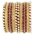Peora Maroon Traditional Bridal Bangle Set