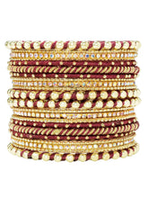 Peora Maroon Traditional Bridal Bangle Set