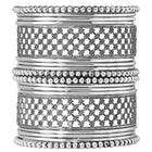 Rhodium Plated Oxidised Lattice Bangle Set