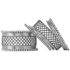 Rhodium Plated Oxidised Lattice Bangle Set