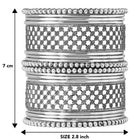 Rhodium Plated Oxidised Lattice Bangle Set
