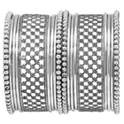 Rhodium Plated Oxidised Lattice Bangle Set