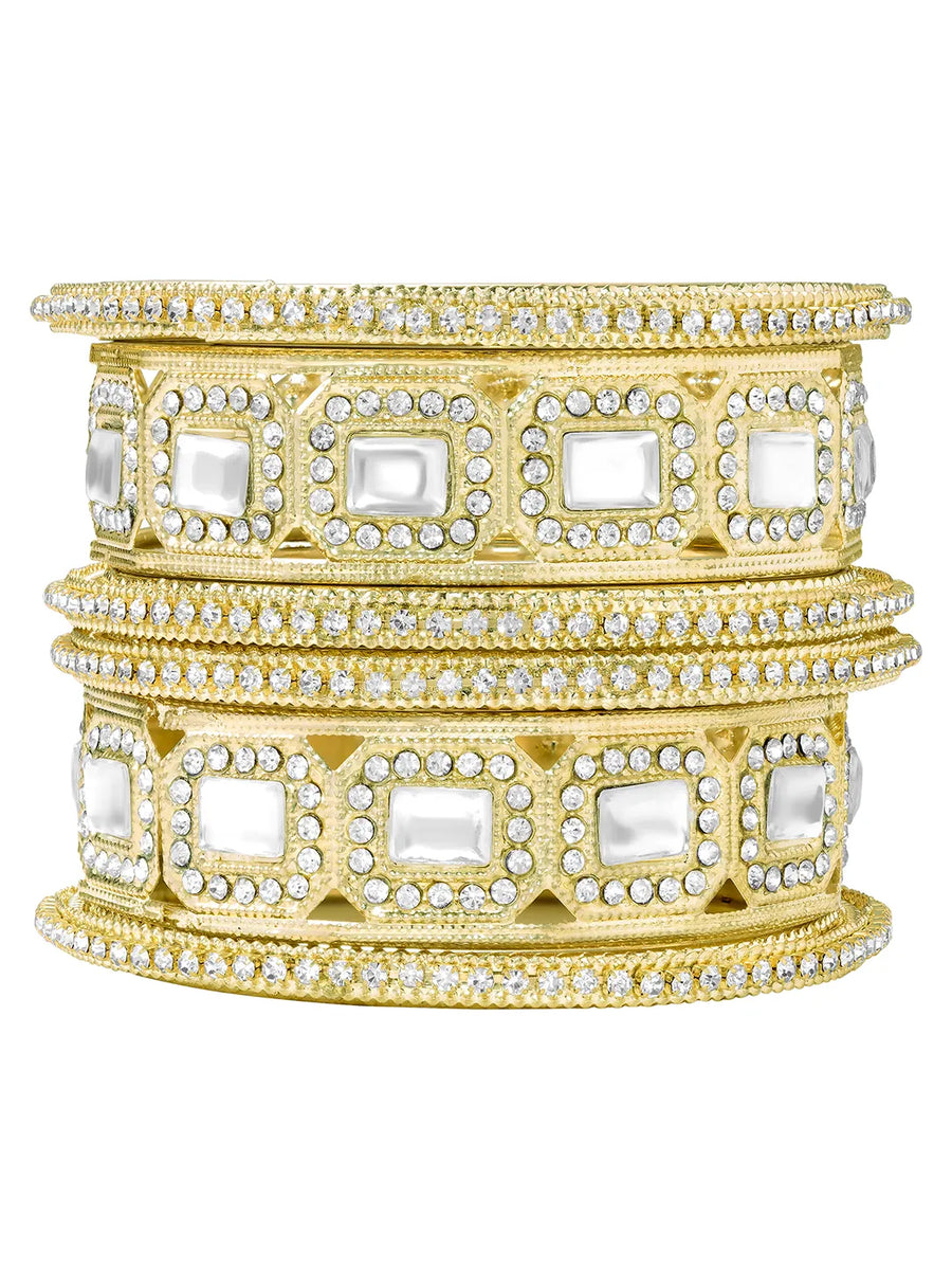 Peora Royal Crystal Cuff Bangle - Gold