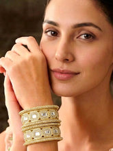 Peora Royal Crystal Cuff Bangle - Gold