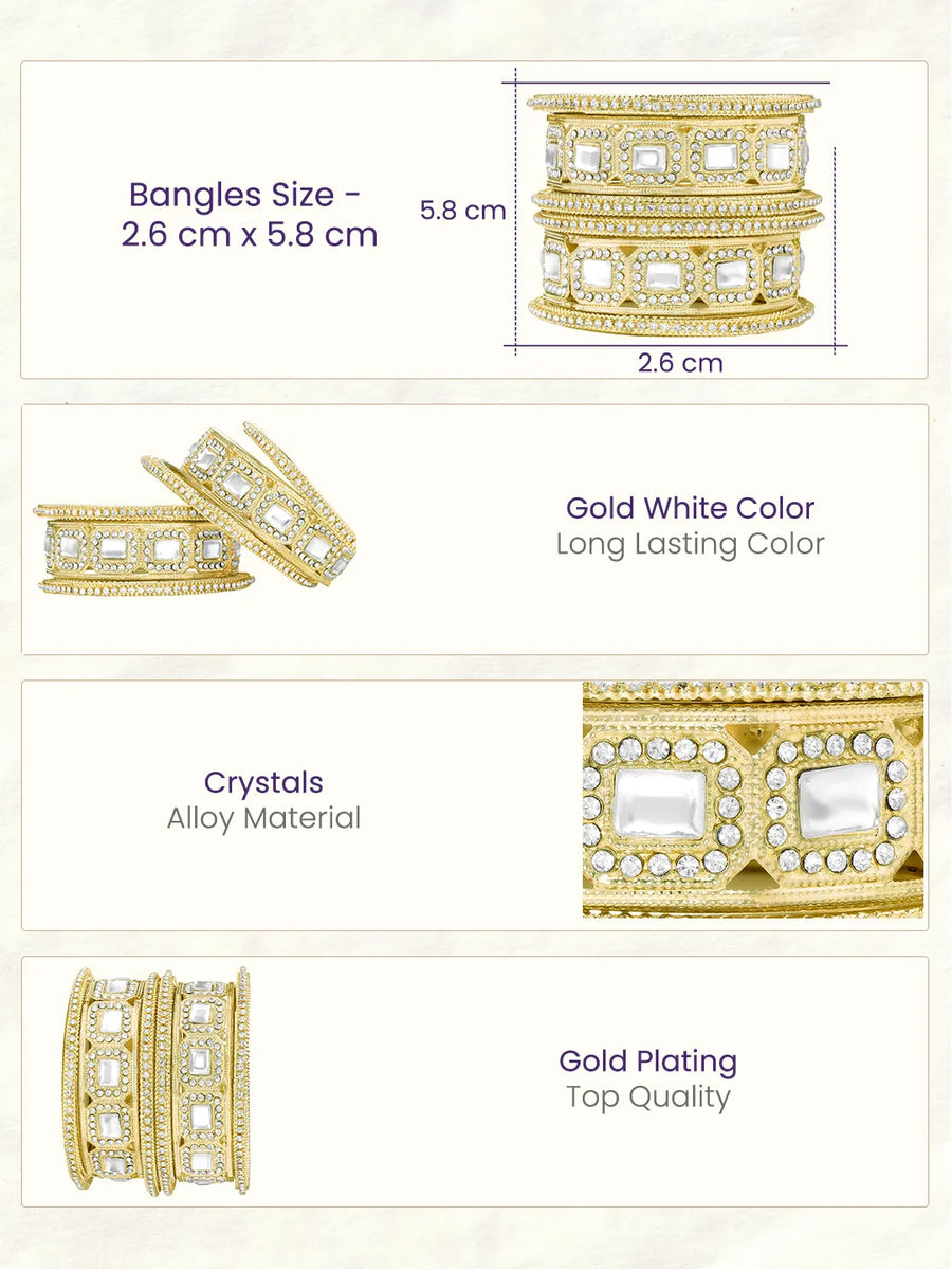 Peora Royal Crystal Cuff Bangle - Gold