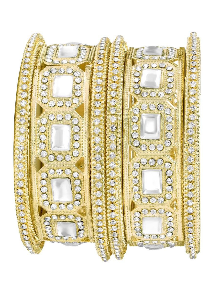 Peora Royal Crystal Cuff Bangle - Gold