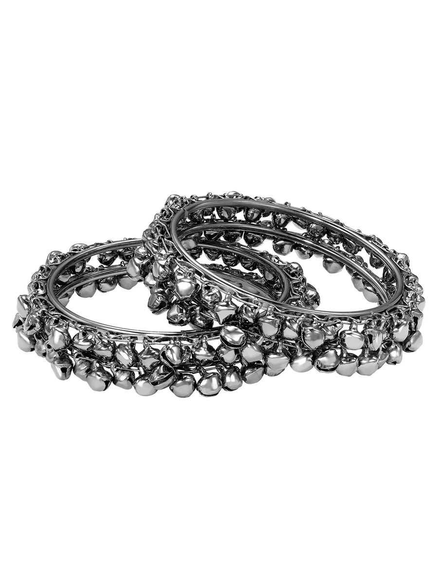 Peora Oxidised Ghungroo Bangle - Black