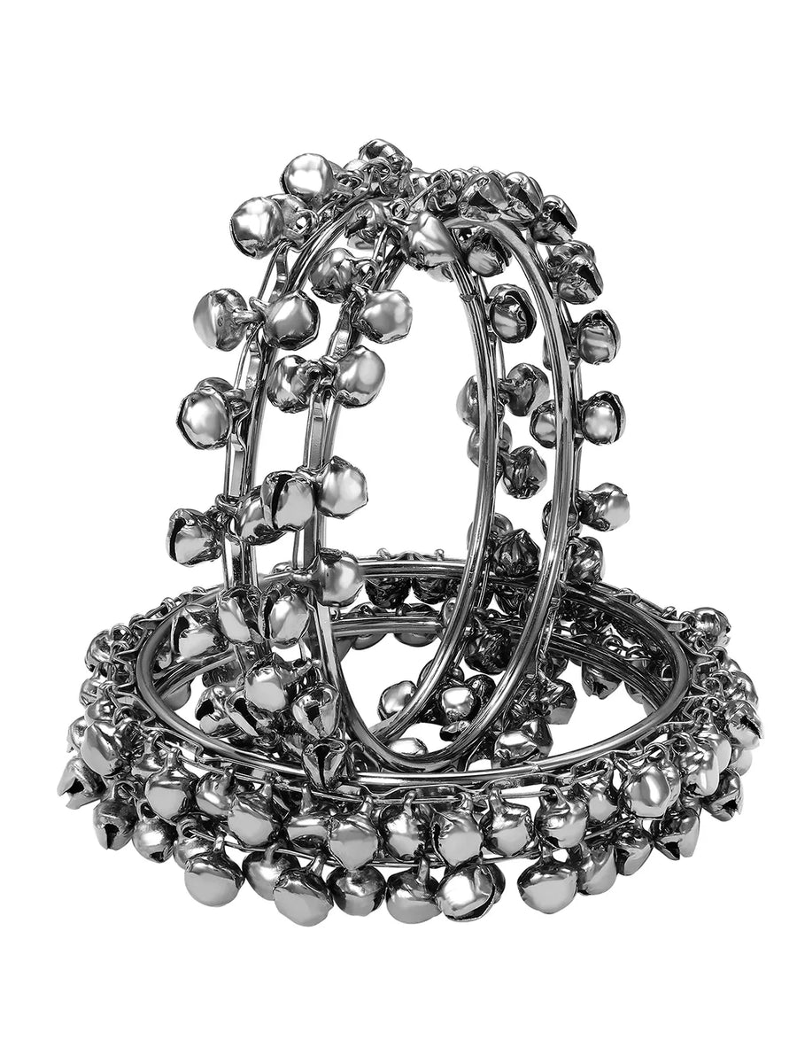 Peora Oxidised Ghungroo Bangle - Black