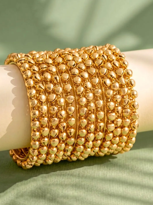 Peora Oxidised Ghungroo Bangle - Gold