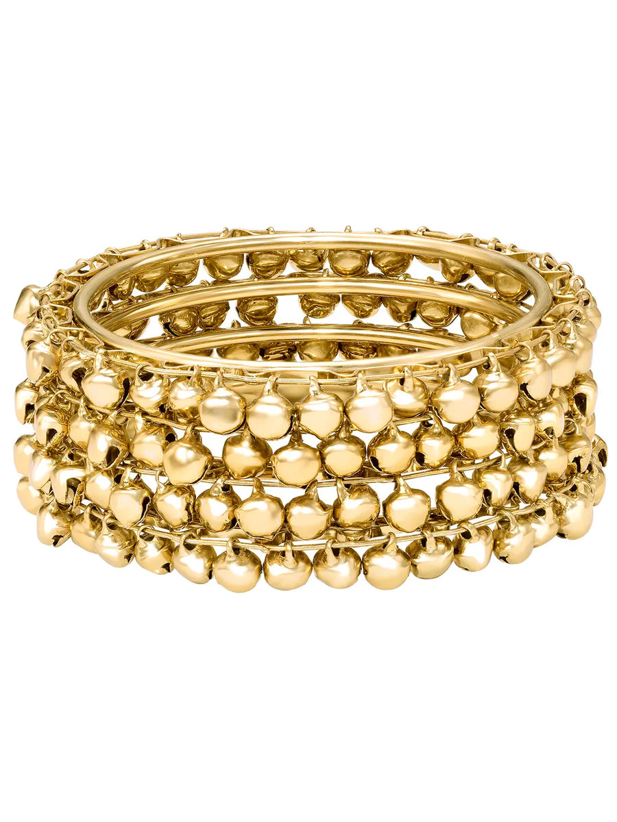 Peora Oxidised Ghungroo Bangle - Gold