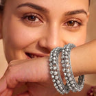 Peora Oxidised Ghungroo Bangle - Silver