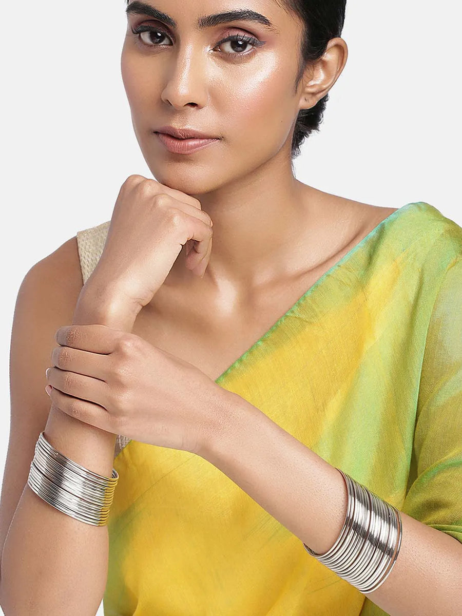 Eternal Beauty Oxidised Bangles - Silver