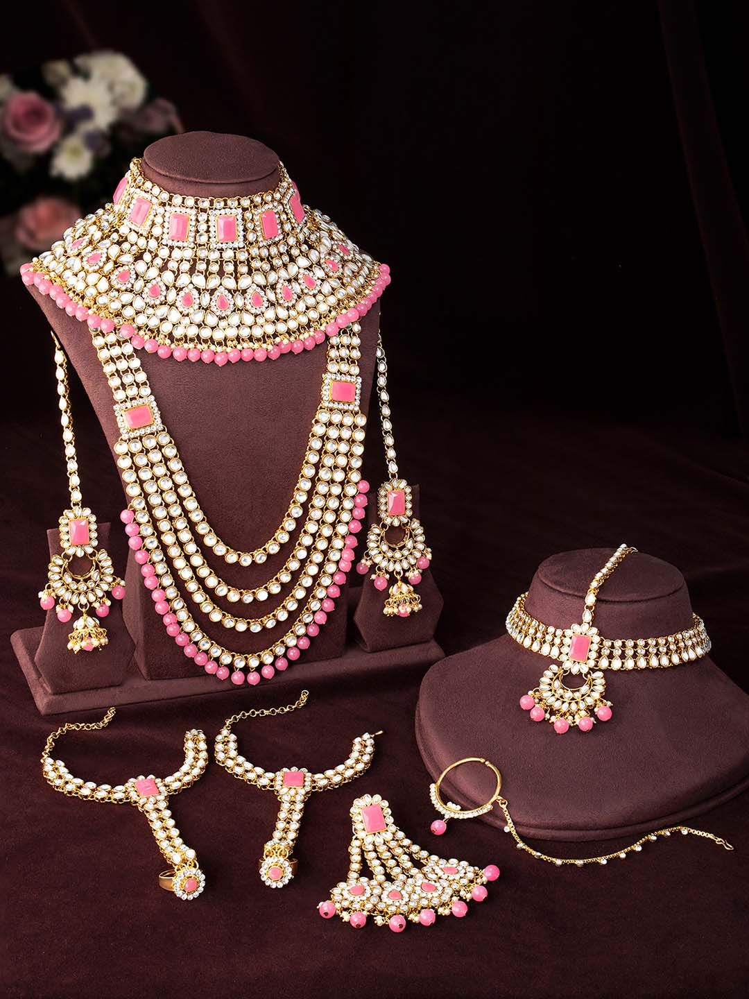 Rosa Regalia Pink Bridal Jewellery Ensemble