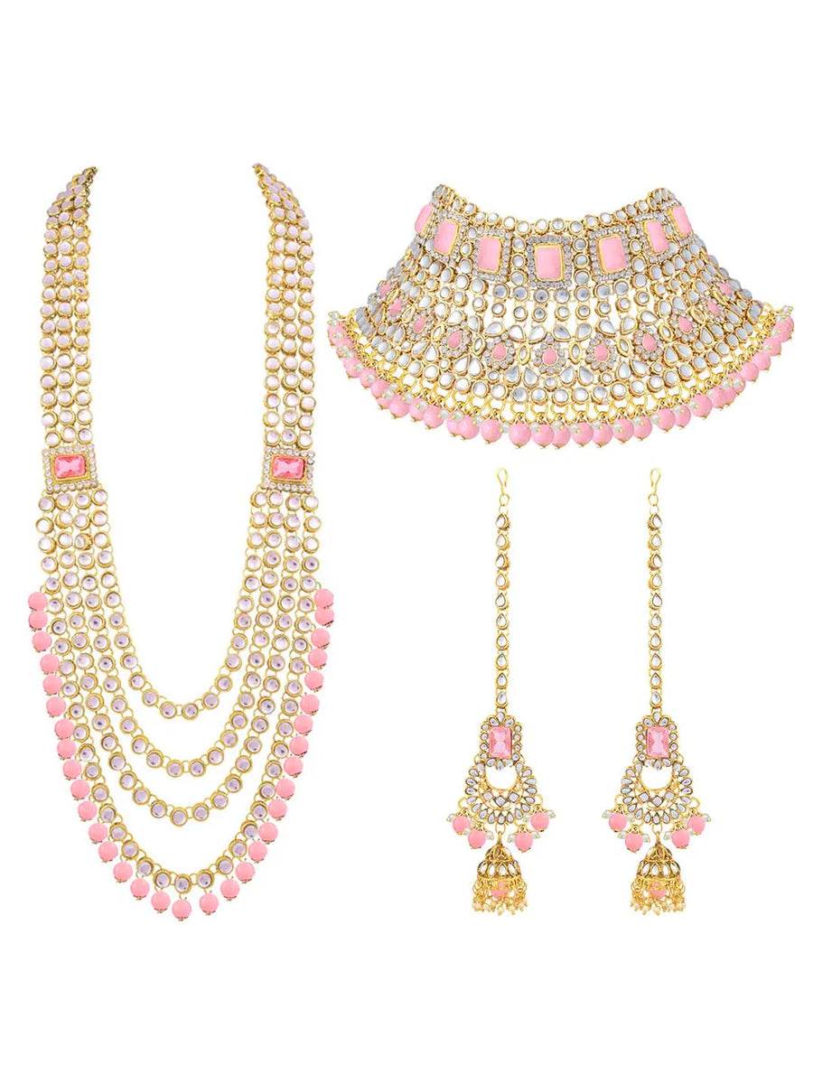 Rosa Regalia Bridal Jewellery Ensemble - Pink