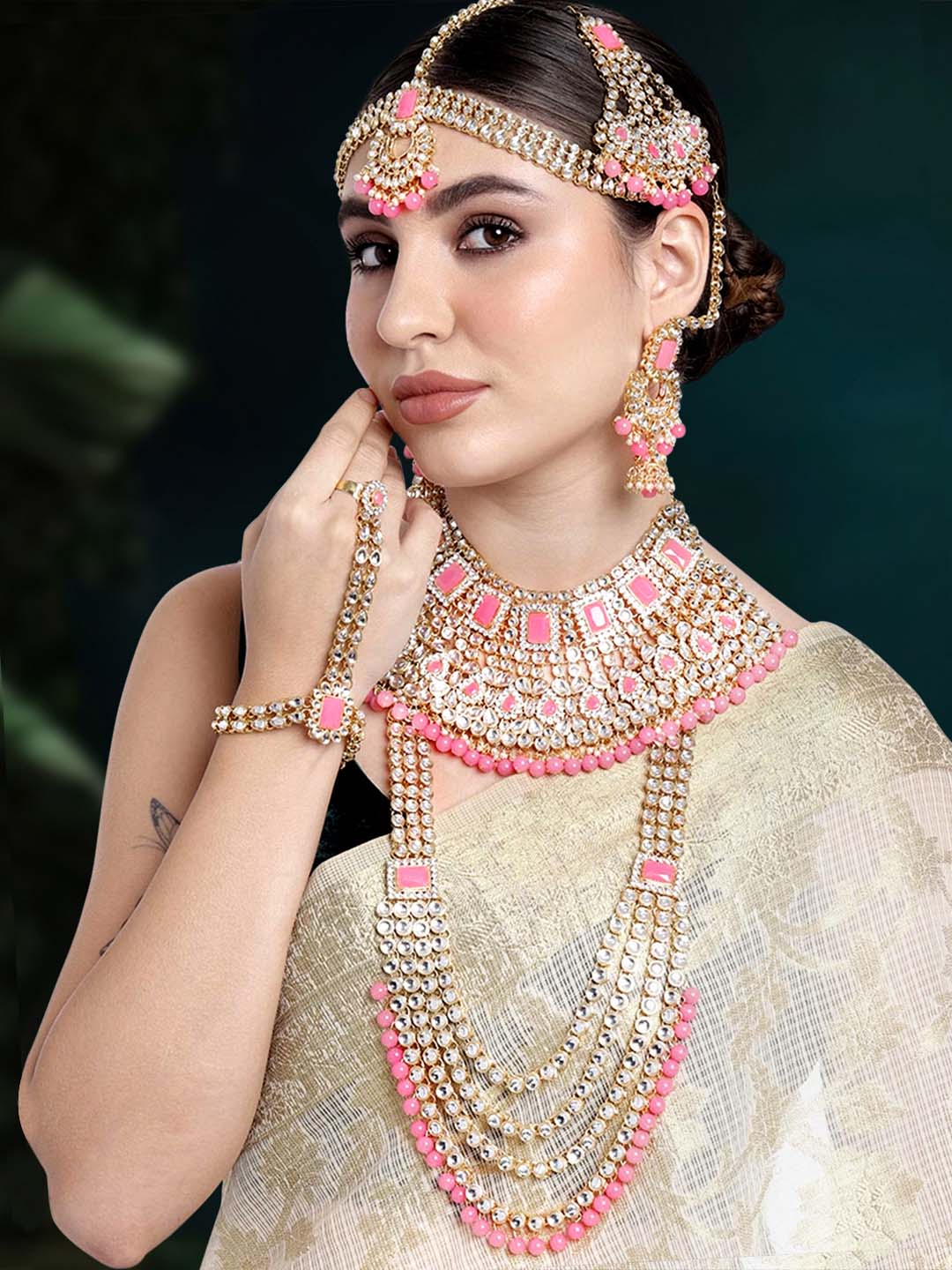 Rosa Regalia Pink Bridal Jewellery Ensemble