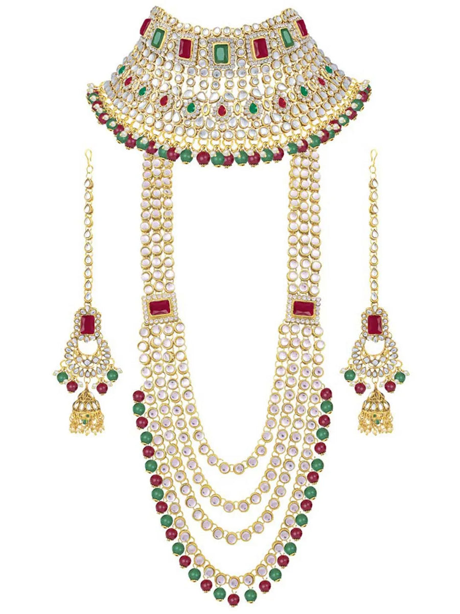 Rosa Regalia Bridal Jewellery Ensemble - Red Green