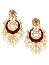 Regal Charm Maroon Kundan Pearl Chandbali