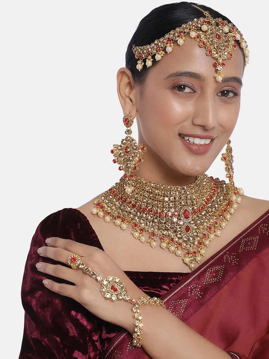 Royal Regalia Jodha Akbar Bridal Set - Champagne Red