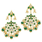 Elegant Teardrop Beaded Kundan Earrings. Green & white colour kundan with pearl & beads. Best for your festive & ethnic wear.