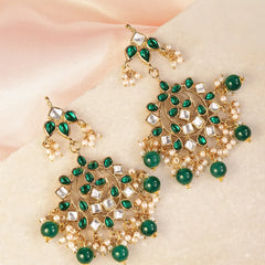 Elegant Teardrop Beaded Kundan Earrings