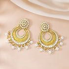 Exquisite Meenakari Chandbali Earrings - White