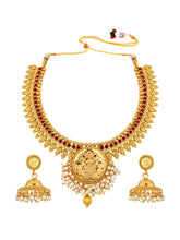 Red & Golden Glow Temple Necklace Set