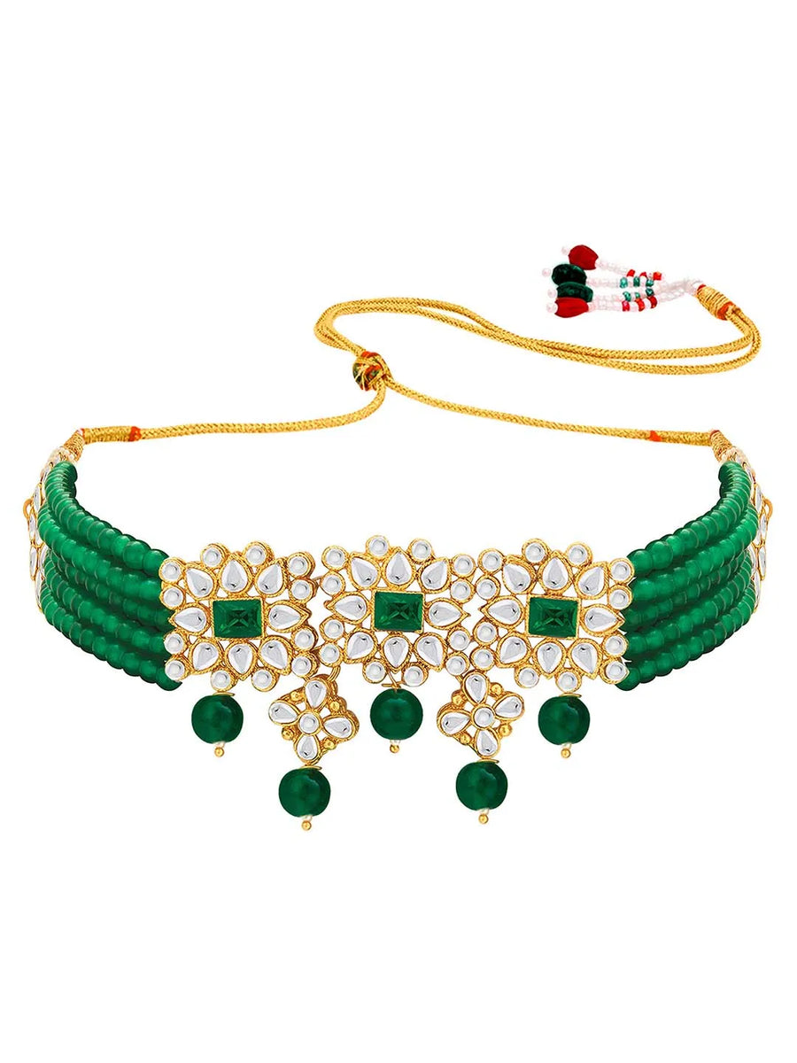Luxurious Lush Pearl Choker Set - Green