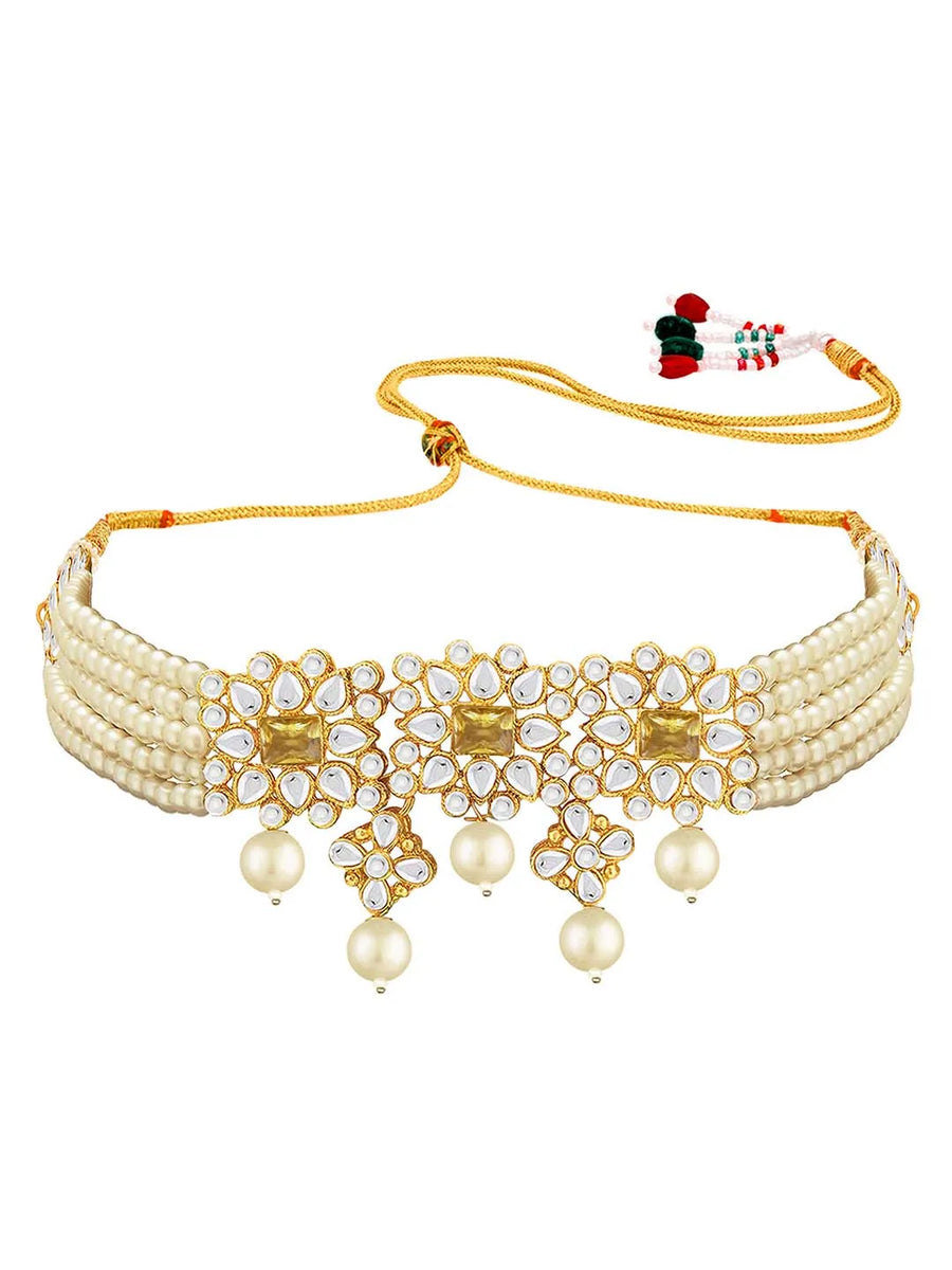 Luxurious Lush Pearl Choker Set - Champagne