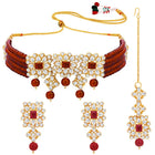 Luxurious Lush Pearl Choker Set - Maroon