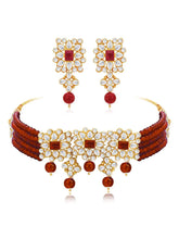 Luxurious Lush Pearl Choker Set - Maroon