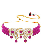 Luxurious Lush Pearl Choker Set - Rani Pink