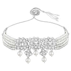 Luxurious Lush Pearl Choker Set - Rhodium White