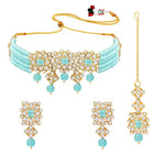 Luxurious Lush Pearl Choker Set - Sky Blue