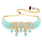 Luxurious Lush Pearl Choker Set - Sky Blue