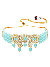 Luxurious Lush Pearl Choker Set - Sky Blue