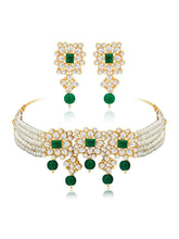 Luxurious Lush Pearl Choker Set - White Green