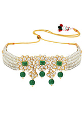 Luxurious Lush Pearl Choker Set - White Green