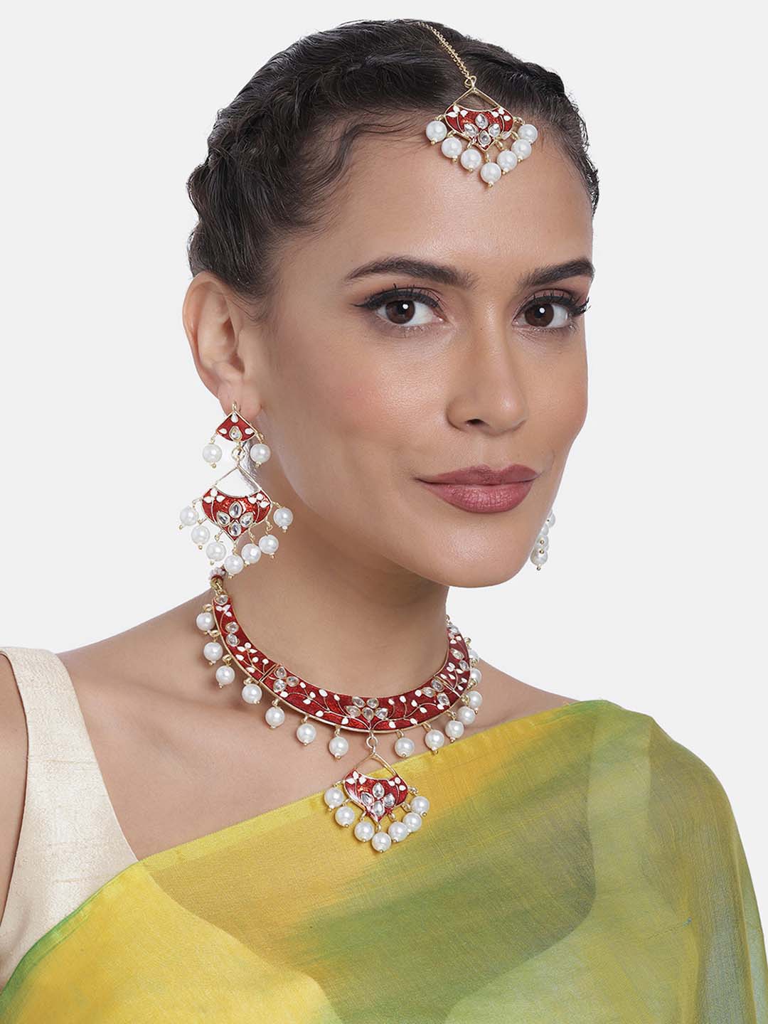 Ravishing Reds Meenakari Necklace Set