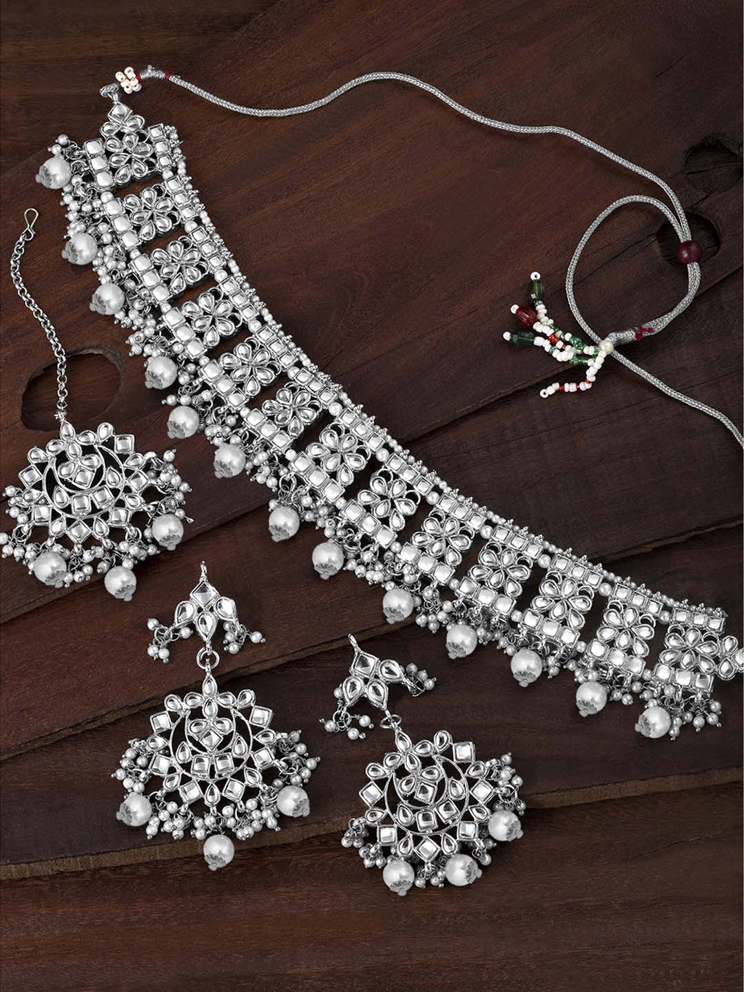 Silver Grace Kundan Choker Set