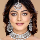 Majestic Grace Kundan Choker Set - Silver