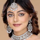 Majestic Grace Kundan Choker Set - Silver