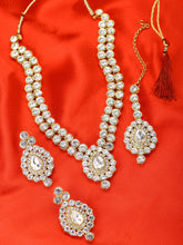 Starlit Ensemble American Diamond Necklace Set with Maangtikka